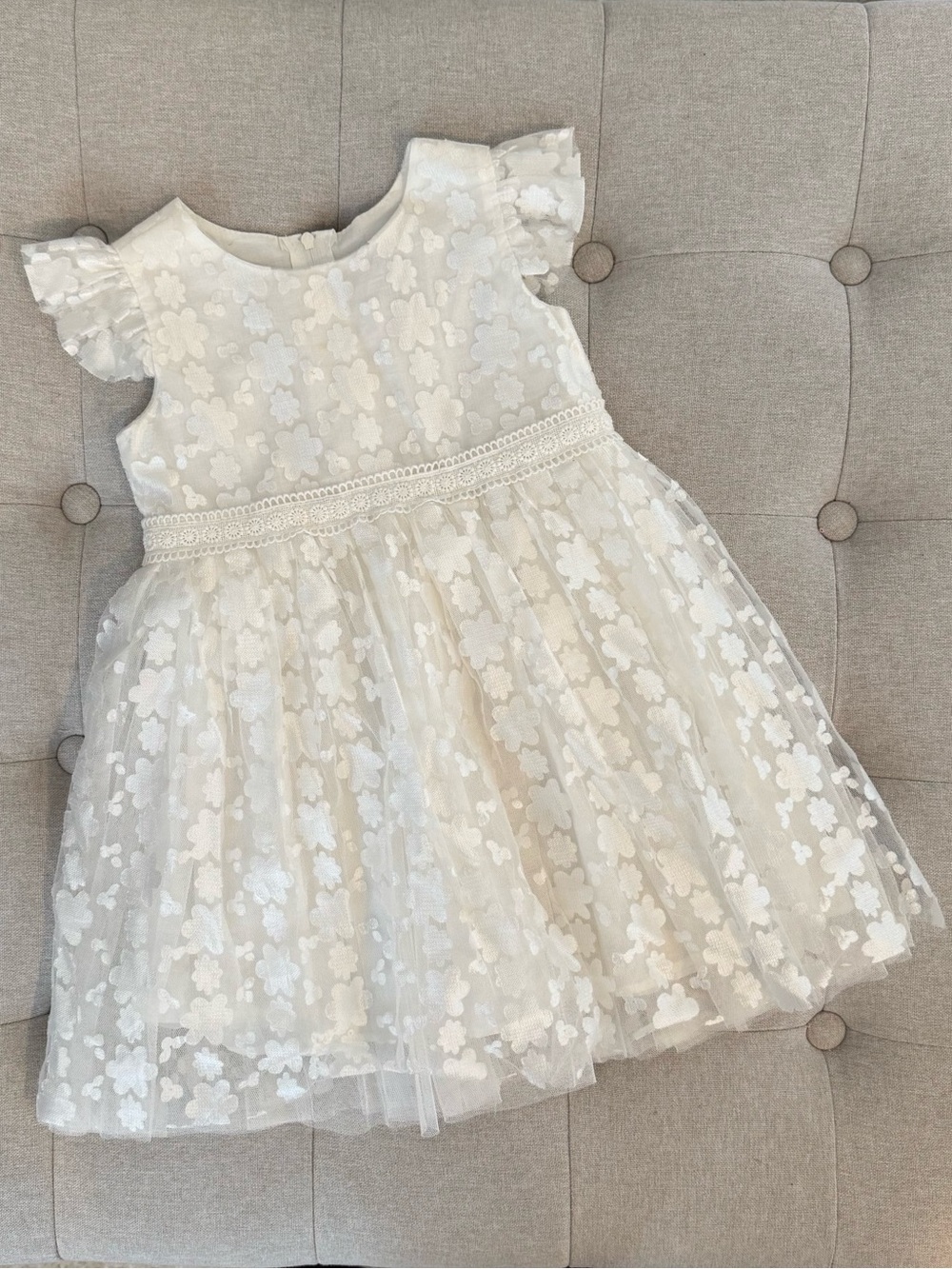 POPATU White Floral Lace Kids Dress - 3T